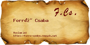 Forró Csaba névjegykártya