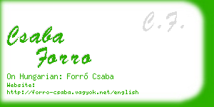 csaba forro business card